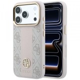 Husa MagSafe pentru Apple iPhone 18 Pro Max / 17 Pro Max, Guess, 4G Stripe Round Classic Logo, Roz