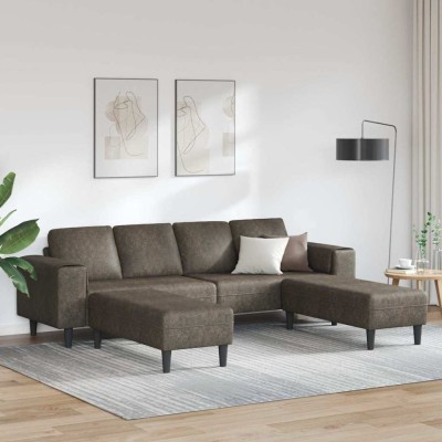 Set de canapea 3 pcs Gri &amp;icirc;nchis Piele ecologică de suede foto
