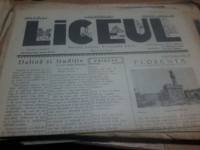 Liceul, anul VI nr. 5-7 ian-apr 1940 revista liceului Principele Carol Bucuresti