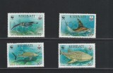 KIRIBATI 1981 WWF FAUNA PROTEJATA RECHINI SI PISICI DE MARE, Nestampilat