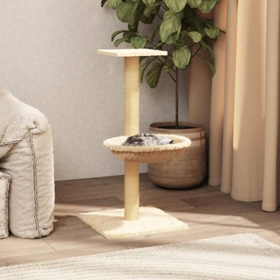 vidaXL Ansamblu de pisici cu st&amp;acirc;lp din funie de sisal, crem, 74 cm foto