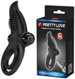 Inel Penis Pretty Love Vibrant Ring, 10 Moduri Vibratii, Silicon, Negru
