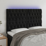 Tablie de pat cu LED, negru, 160x7x118/128 cm, catifea GartenMobel Dekor, vidaXL