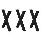 VidaXL Picioare de masă &icirc;n formă de X, 3 buc., negru, 80x(72-73) cm, oțel