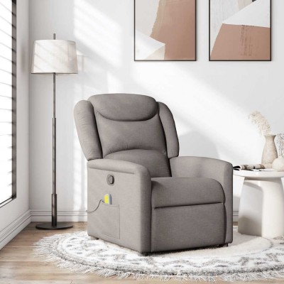 Gossi fotoliu de masaj rabatabil, gri taupe, material textil foto