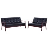 Set de canapele, 2 piese, negru, piele ecologica