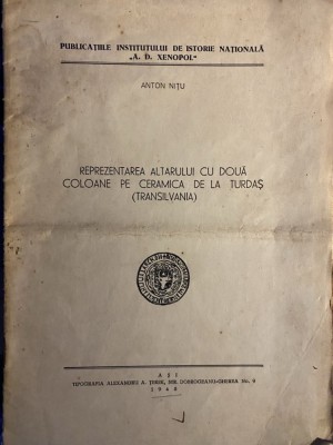 REPREZENTAREA ALTARULUI CU DOUA COLOANE PE CERAMICA DE TURDAS, ANTON NITU,1948 foto