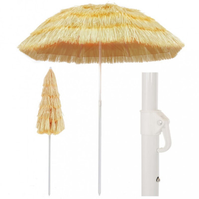 vidaXL Umbrelă de plajă, natural, 180 cm, stil hawaiian foto