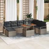 vidaXL Set de canapele pentru grădină 9 pcs Gri Rattan poli