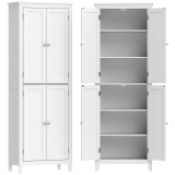 HOMCOM Dulap De Baie Slim Cu 2 Uși, Rafturi Reglabile, MDF, Metal, 60x30x170 cm, Alb | Aosom Romania