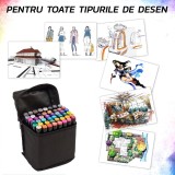 Set 48Markere Eliandeco &reg;, Cu 2 Varfuri Intens Colorate, Geanta De Depozitare Inclusa, Pentru Toate Tipurile De Desen, Multicolor