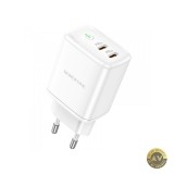Incarcator Retea Borofone BN9 35W 3A 2 x USB-C Alb