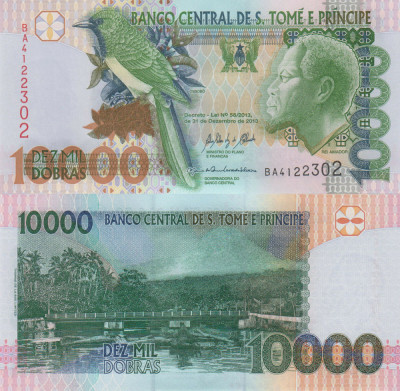 SAO TOME SI PRINCIPE █ bancnota █ 10000 Dobras █ 2013 █ P-66d █ UNC necirculata foto