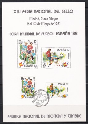Spania 1981 - Cupa Mondială de fotbal - Spania, Carton Filatelic foto