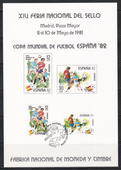 Spania 1981 - Cupa Mondială de fotbal - Spania, Carton Filatelic