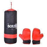 Sac de box si manusi pentru copii, 19 x 53 cm, Rosu/Negru