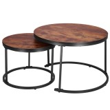Set 2 mese pentru cafea suprapozabile, cadru otel, 70x70x47 cm si 50x50x40 cm, maro Household NewTrend