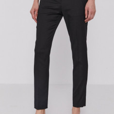BOSS pantaloni femei, culoarea negru, model drept, high waist 50290225