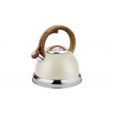 Zilan stainless steel whistle kettle, 3.5 L, retro design, cream finish, lid with ergonomic handle, Brivoo&reg;, Ceainic, One Size