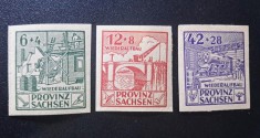 Germania Zona de Ocupație Sovietică Provincia Saxonia 1946 Reconstrucție Serie Completă Nedantelată 3 Timbre MNH Neștampilat - TG1