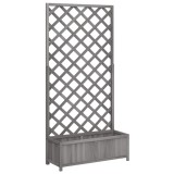 Cumpara ieftin Jardiniera cu spalier, gri, 90x35x180 cm, lemn masiv de brad
