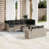 vidaXL Set canapele de grădină cu perne 10 piese gri deschis poliratan 3255369