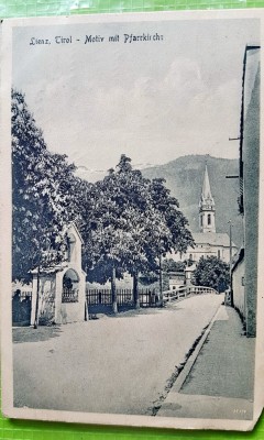 G371C-I- Carte postala circulata 1918-Nobilul Colonel Joseph Leidl Colonel KUK imperiul austriac cu ștampila militara kuk de razboi. Leinz Biserica. foto
