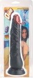 Dildo Realistic Negru 20cm cu Ventuza si Testicule - PVC Flexibil, Textura Piele