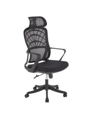 Scaun birou ergonomic HM Vesuvio, mesh, mecanism balans, baza polipropilena, suport lombar, tetiera ajustabila,120 kg, negru foto