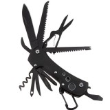 Cumpara ieftin Briceag Multifunctional IdeallStore&reg;, 14 functii, Otel Inoxidabil, Negru, 18cm, Cutit, Surubelnita, Deschizator, Pila, Outdoor, Pescuit