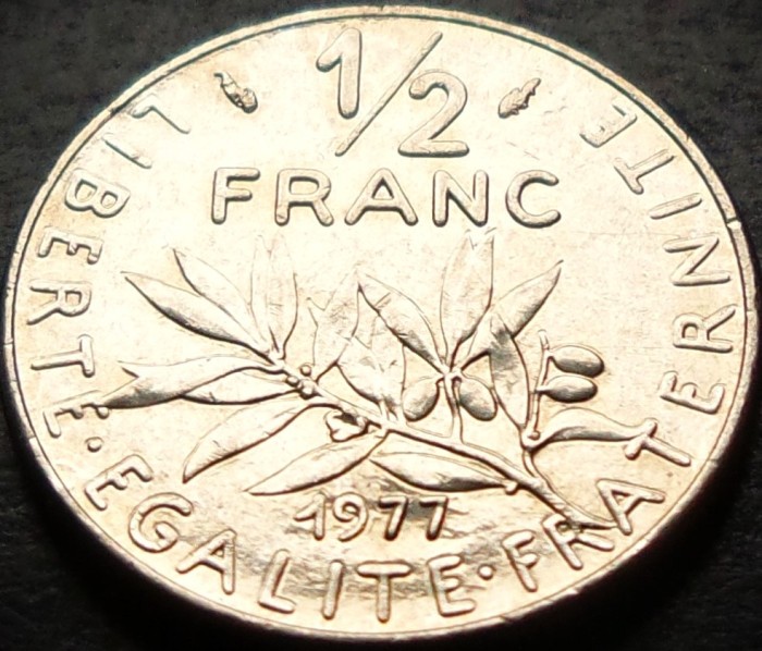 Moneda 1/2 FRANC (50 CENTIMES) - FRANTA, anul 1977 * cod 912