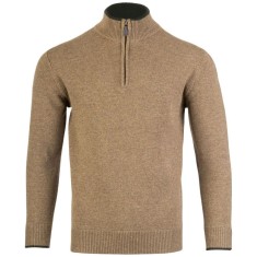 Jack Pyke Ashcombe Pulover 100% l&acirc;nă de miel cu fermoar, culoare bej, mărimea XL