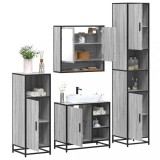 Set de mobilier de baie 4 piese Lemn stratificat gri Sonoma