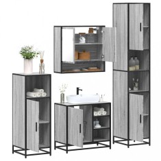 vidaXL Set de mobilier de baie 4 piese Lemn stratificat gri Sonoma