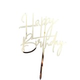 Decoratiune topper pentru tort, flippy, model happy birthday, tematica aniversare, arginitu, 10 cm