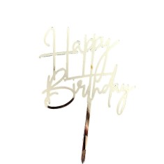 Decoratiune topper pentru tort, flippy, model happy birthday, tematica aniversare, arginitu, 10 cm
