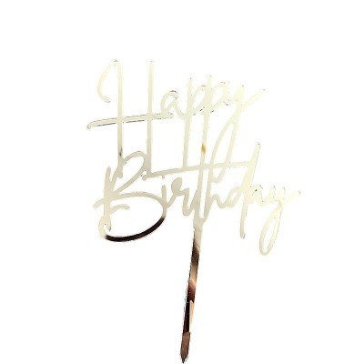 Decoratiune topper pentru tort, flippy, model happy birthday, tematica aniversare, arginitu, 10 cm foto