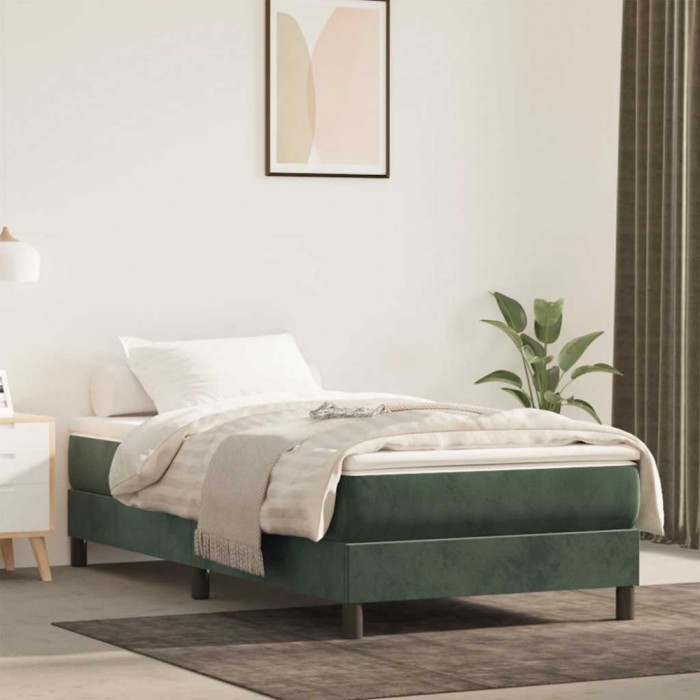 vidaXL Saltea de pat cu arcuri, verde &icirc;nchis, 100x220x20 cm, catifea 4016609