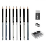 Set Schițe Carioca, 11 Piese, Creioane 6B-4H, Radieră, Guma de șters, Ascuțitoare Metalică