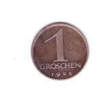 Moneda Austria 1 groschen 1925, stare foarte buna, curata