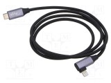 Cablu USB 2.0 Apple Lightning și USB C unghi AKYGA 1m