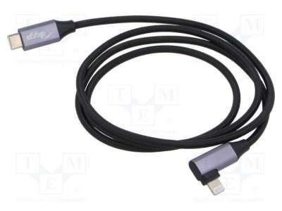 Cablu USB 2.0 Apple Lightning și USB C unghi AKYGA 1m foto
