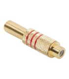 Mufa RCA mama metal aurit cablu 6mm inel rosu, Oem