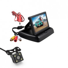 Kit 2in1 auto ecran pliabil TFT LCD 4.3” + camera auto pentru marsarier