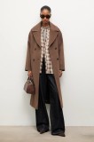 Answear Lab palton de lana culoarea maro, de tranzitie, oversize