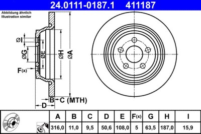 ATE 24.0111-0187.1 Disc frana foto
