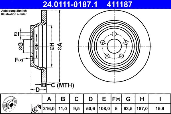 ATE 24.0111-0187.1 Disc frana