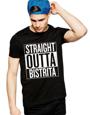 Tricou negru barbati - Straight Outta Bistrita - S foto