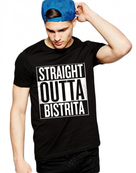 Tricou negru barbati - Straight Outta Bistrita - M