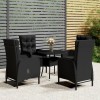 Gossi set bistro de gradina, 5 piese, negru, poliratan